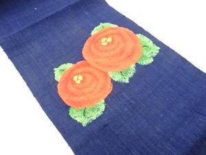 手織り真綿紬万寿菊模様織出し名古屋帯